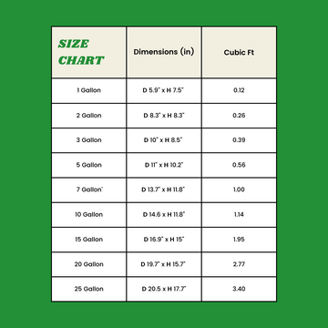 Grow Bag Size Chart